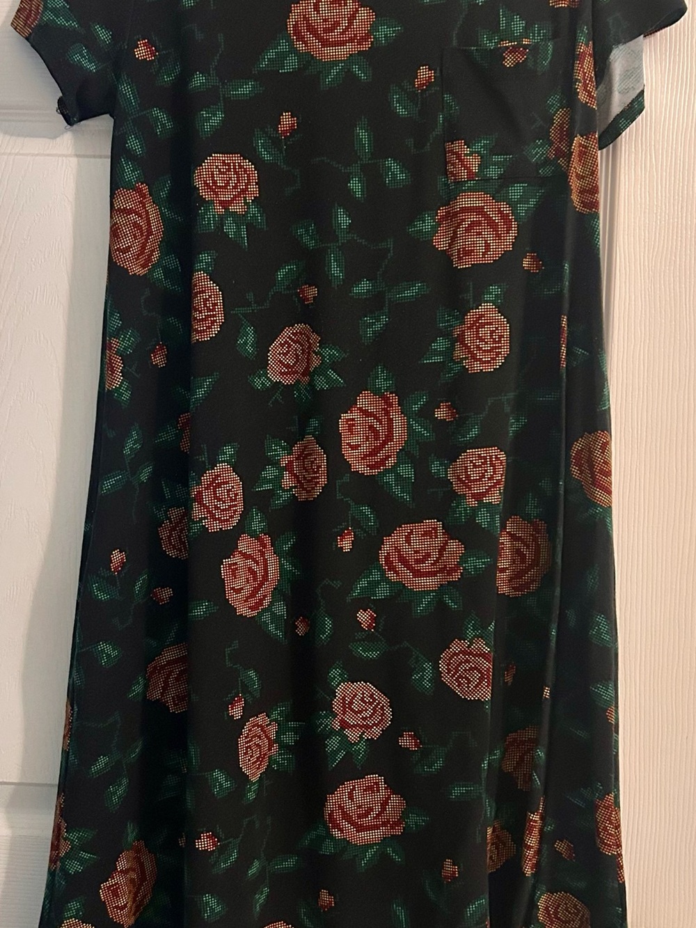 LuLaRoe Black Carly Dress with Red Rose Print
